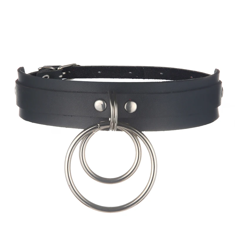 

Black Punk Choker necklace leather Goth Choker collar for women O round Chain chocker Bondage Gothic necklace Harajuku jewelry