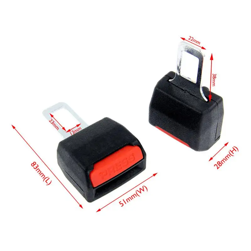 2PCS Universal Car Safety Adjustable Seat Belt Clip Extender Extension Black