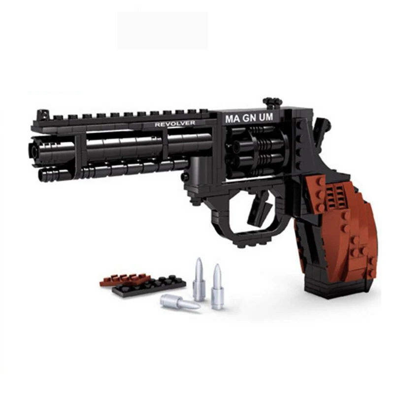 Ausini Gun Toy SWAT Magnum Revolver Pistol Power Gun Weapon Arms Model Assembled Toy Brick Building Blocks for Children Ausini Gun Toy SWAT Magnum Revolver Pistol Power Gun Weapon Arms Model Assembled Toy Brick Building Blocks for Children