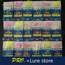 Kunstmatige Garnalen Sabiki Kit Sea Fishing Sabiki Inktvis Haak Rig Jig Aas Isca Bass Glow Sabiki Rigs Lokken 8 Pcaks gratis Verzending