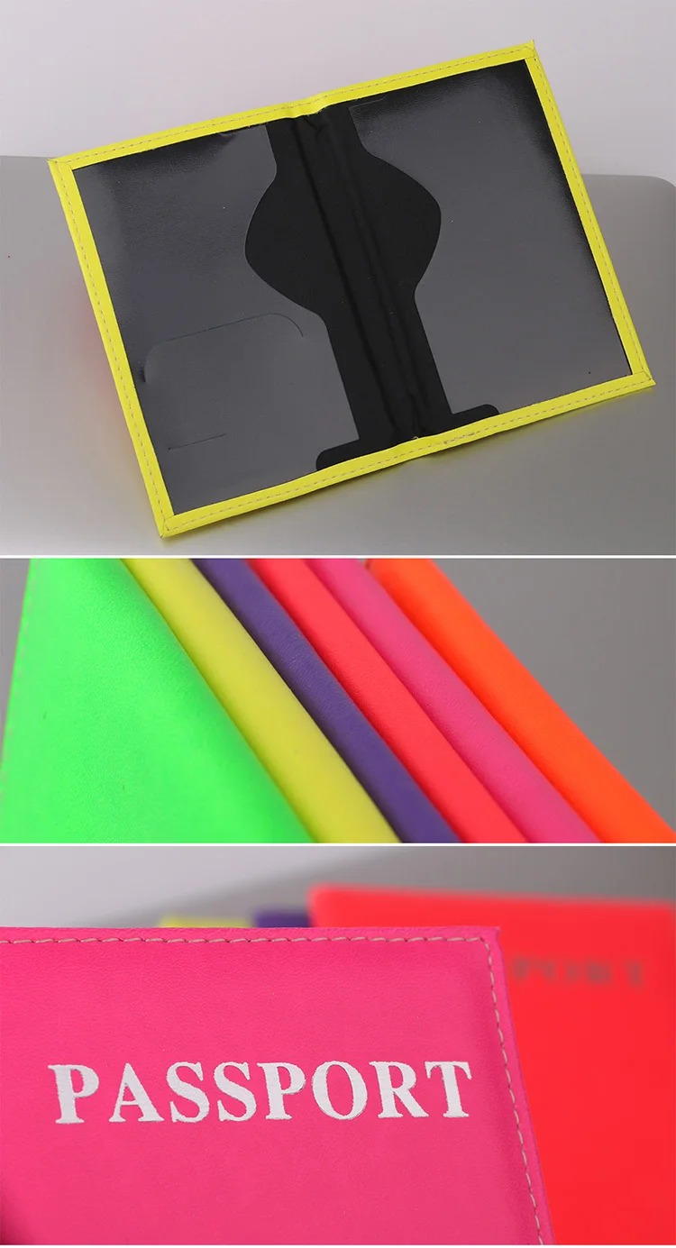 ForeverFriendsLavender fluorescent Passport Holder Cover PU Lear ID Card Fashion Travel passport Covers passport credit Case -