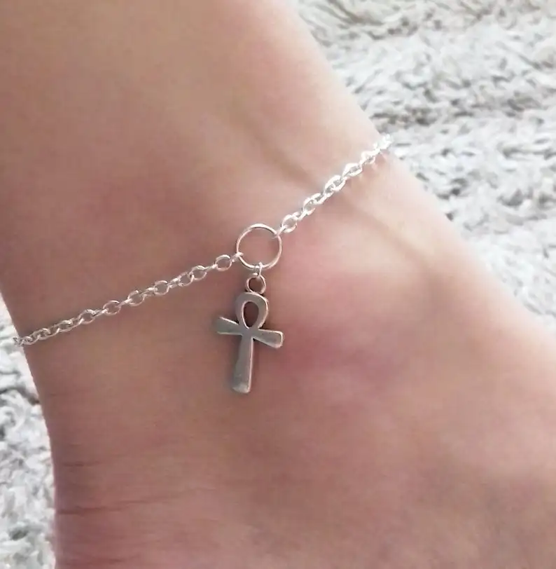 

2019 Silver Ankh Anklet,Cross Anklet,Crux Anklet,Ankle Bracelet,New Age,Egyptian,Boho,Handmade Jewellery,Handmade Jewelry,Gift
