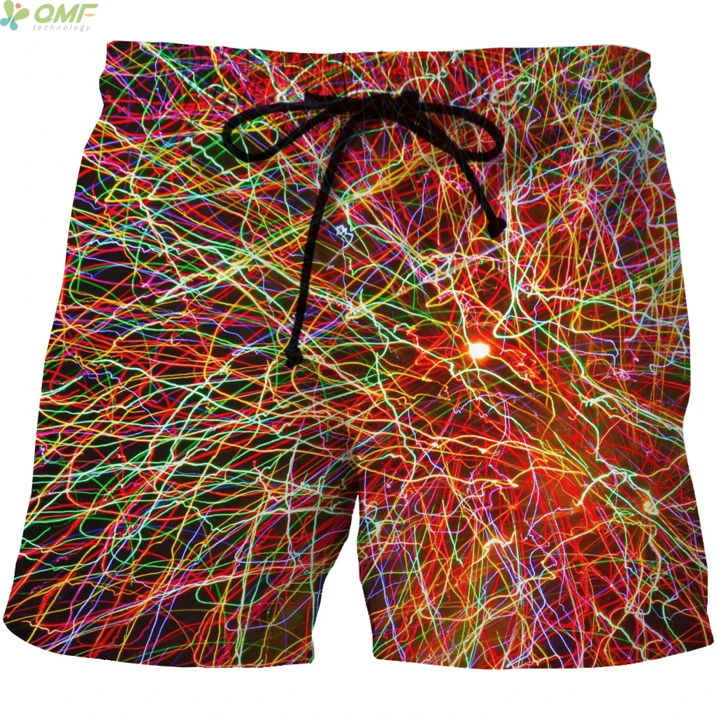 Colorful Ray Of Light Pattern Boardshorts Breathable Mens Sports Shorts