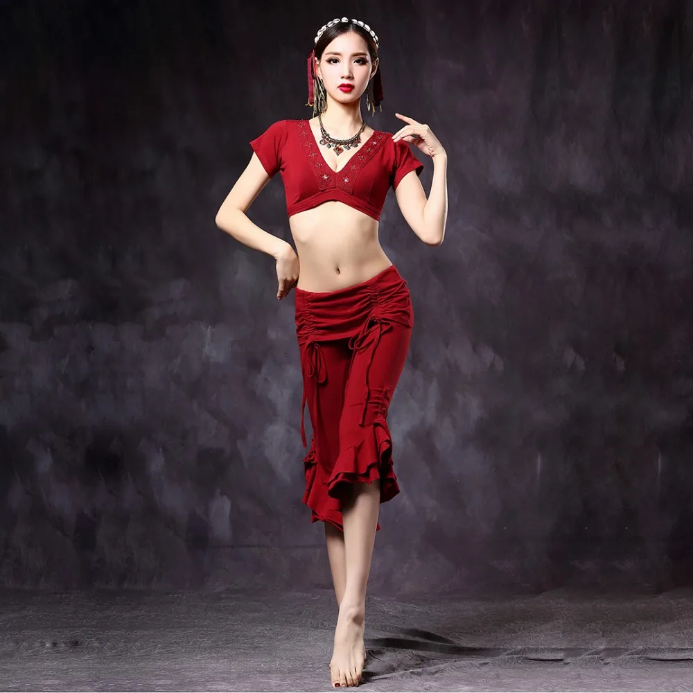 

2019 Tribal Belly Dance Women V-neck Choli Tops and Pants