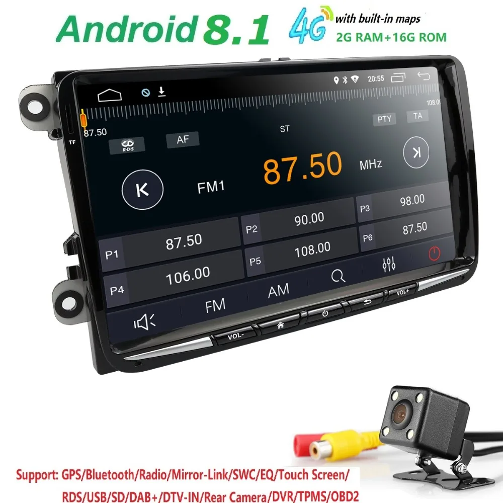 

9 inch Android 9.0 Car GPS For Passat B6 B7 Radio For Volkswagen Golf5 mk6 Navi VW Polo Touran Jetta mk5 mk6 - 67S Reverse Cam