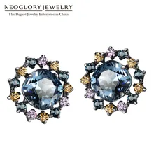 Женские серьги-гвоздики Neoglory из титана, без никеля, модные ювелирные изделия, новинка, украшенные кристаллами Swarovski