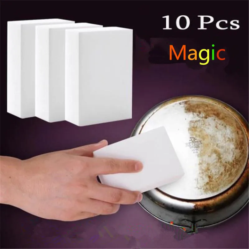 

10PCS White Sponge Eraser Melamine Cleaner Multi-Functional Kitchen Dish Bathroom Cleaning Tools Nano Sponge