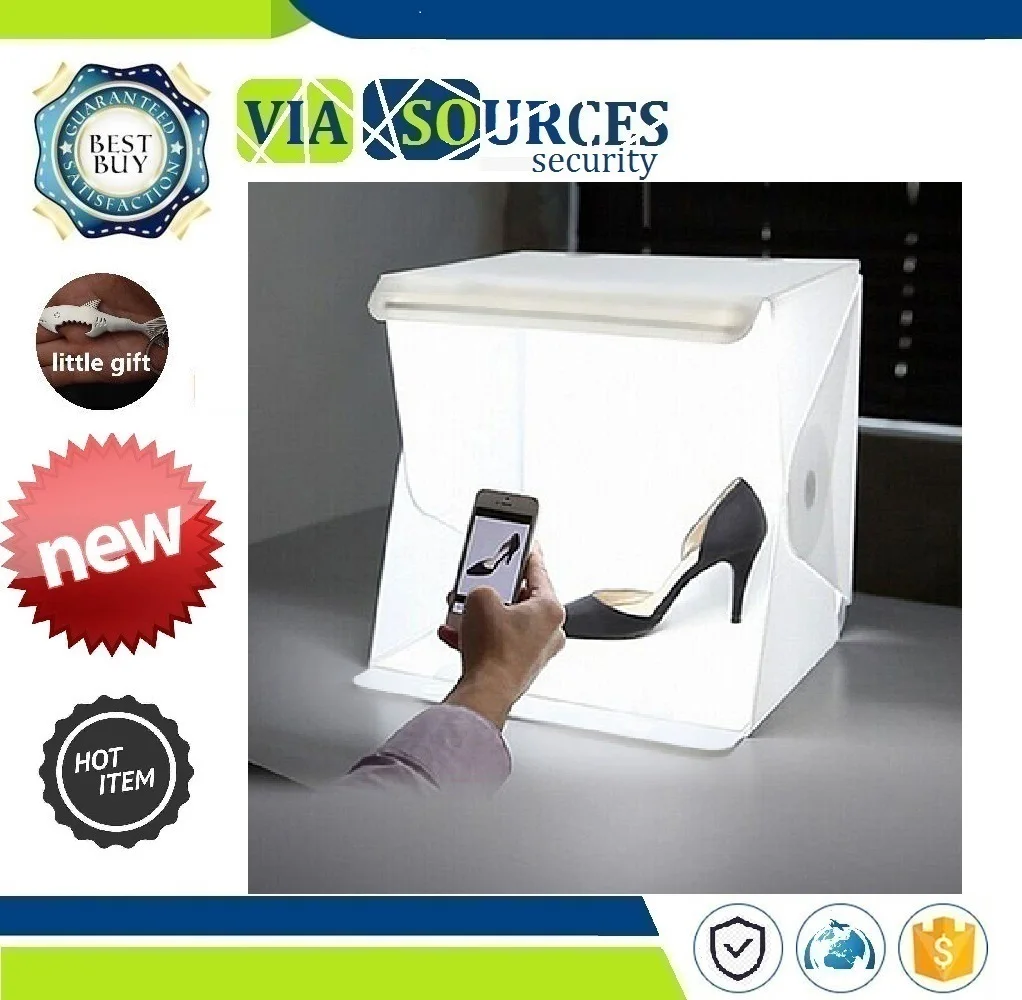 

LED Light Black White Photography Background Camera Photo Studio box Portable 40cm Folding Studio Diffuse Soft Box Lightbox