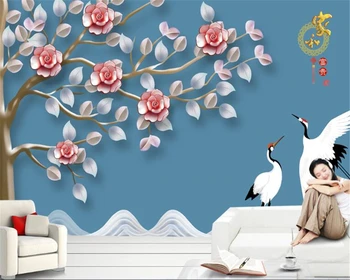 

beibehang papier peint mural 3d Custom luxury 3D papel mural home and rich crane wallpaper TV background wallpaper for walls 3 d