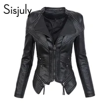 Sisjuly женщины куртка пальто осень тонкий шикарный молния черный PU пальто короткие осень причинно мода зимняя куртка пальто для девочки