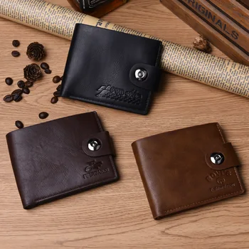 

Pu Belt Buckle Men's Wallet Open Pure Purse Wallet Coffee