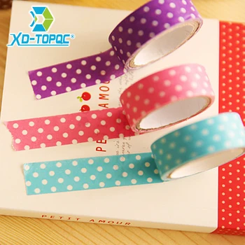 

XINDI 1.5mm*300mm Creative Simple Polka Dot Pattern Tape 8 Colors DIY Album Paper Stickers Office Decorative Adhesive Tape