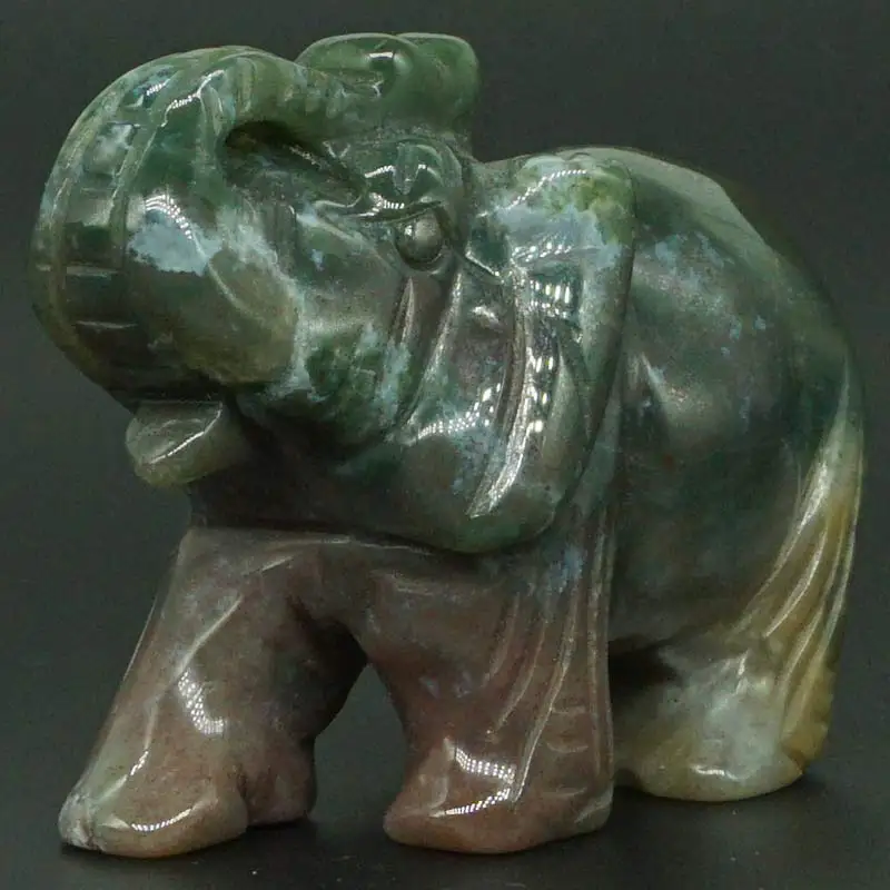 3 Inch Natural India Agate Crystal Elephant Carved Figurine Stone Chakra Healing Reiki Stone Feng Shui Crafts