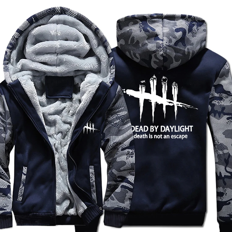 

US Size Game Dead by Daylight Mens Camouflage Hoodie Warm Thicken Camouflages Jacket Coat Sweatshirts Casual