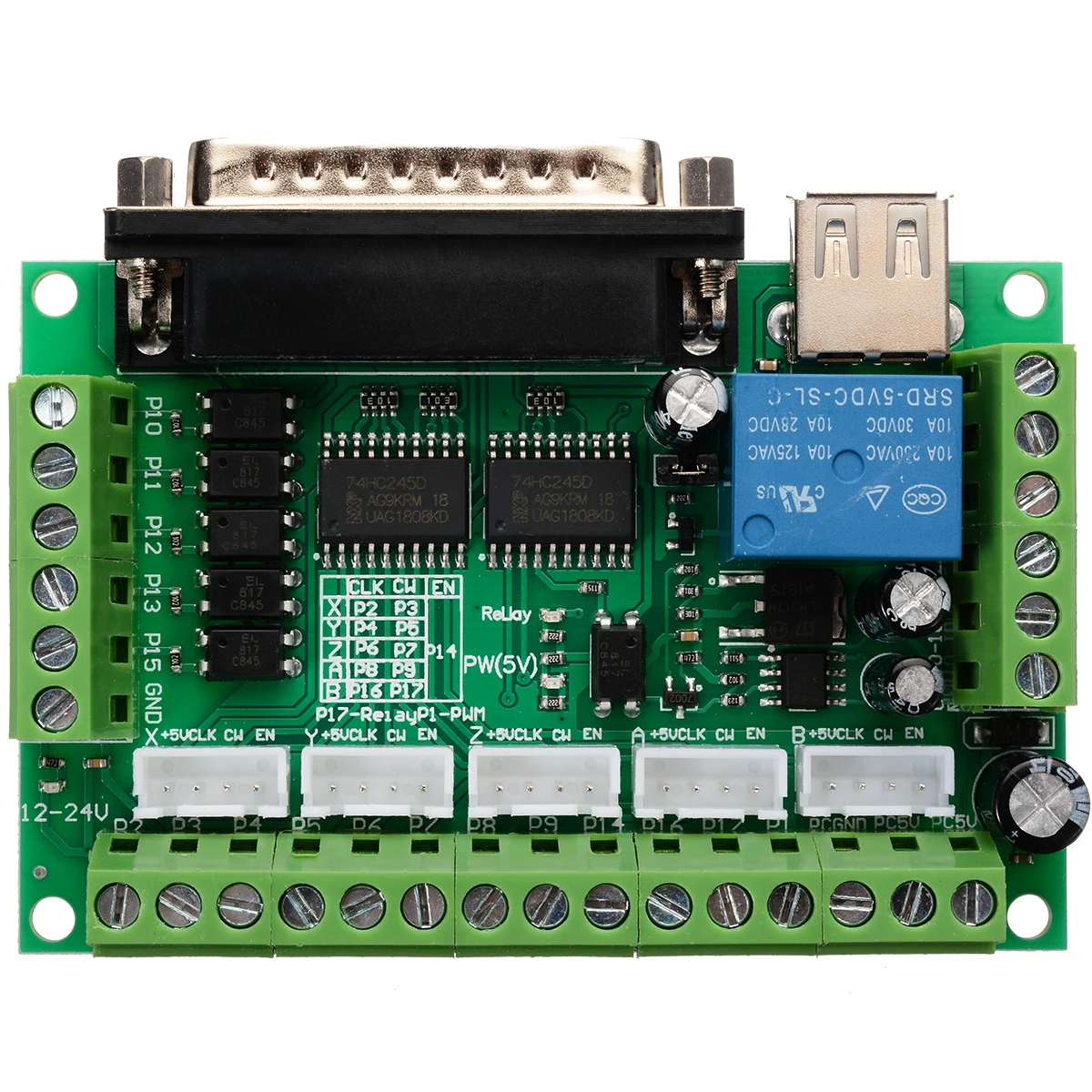 1Pcs 5 Axis CNC Breakout Board For Stepper Driver Controller MACH3 CNC Router Board Parallel Port Control