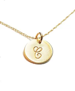 

16mm Engraved Letter Round Disc Initial Necklace for Women Gold Silver Color Collier Femme Jewelry Necklace Girl Gifts NL-2459-2