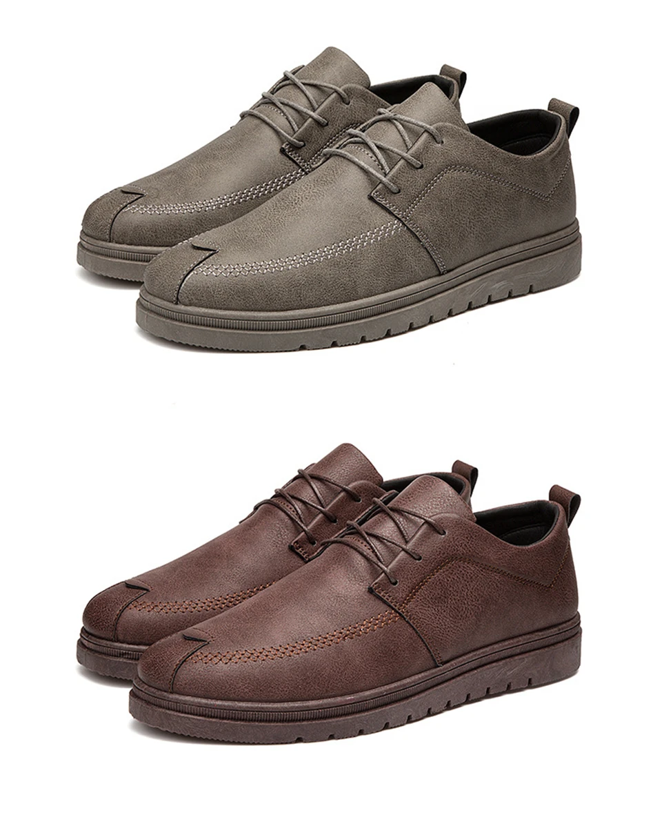 2019 брендовые новые модные мужские повседневные кожаные туфли из искусственной кожи мужские туфли на плоской подошве черные коричневые