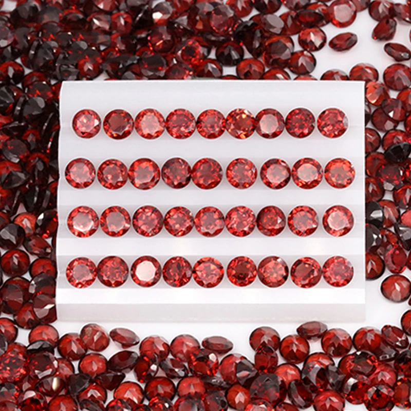 Natural red garnet in 5mmX5mm round cut for jewelry making,high quality DIY loose gemstone deep red color fire with high quality