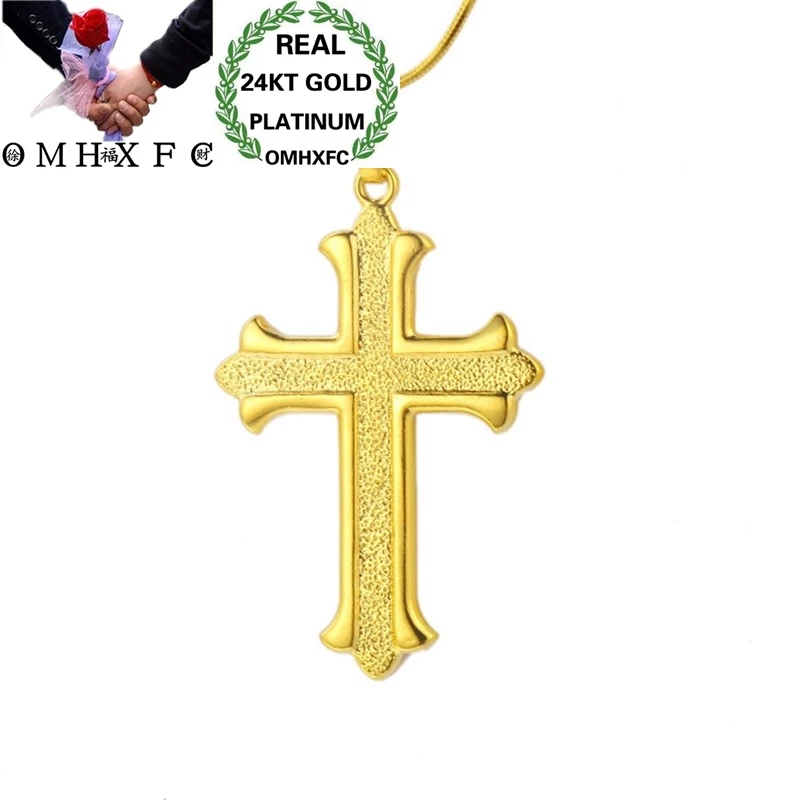

OMHXFC Wholesale European Fashion Hot Jewelry Woman Man Lovers Party Birthday Wedding Gift Cross 24KT Gold Pendant Charm EP55