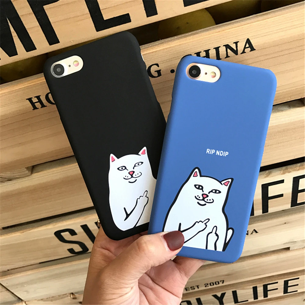 Fashion Funny Middle Finger Cat Scrub Hard Plastic Case For iPhone 7 Plus 5s SE Back Cover 6 6s 8 Shell |