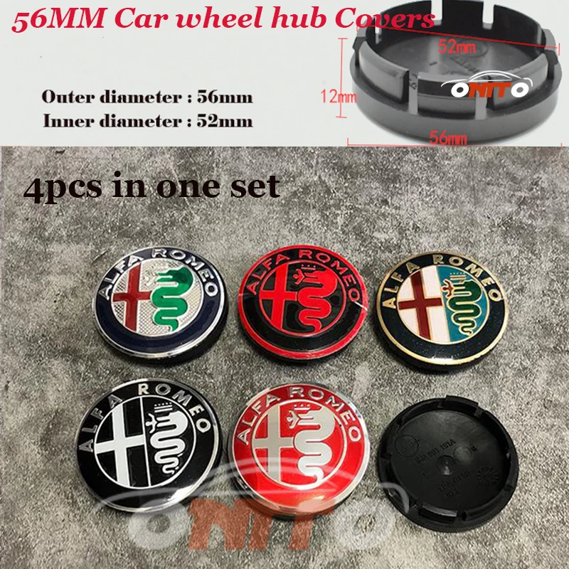

4pcs/set 56mm Auto Rims Car Emblem Logo Badge Wheel Center Caps For Alfa romeo 147 156 159 166 Giulietta Spider GT Accessories
