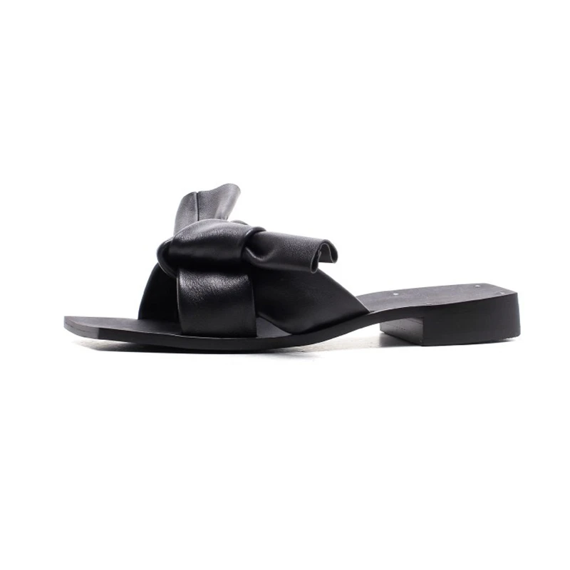 

2018 Brands bayan sandalet ayakkabilari Bow low heel women sandals High quality leather shoes size 35-40
