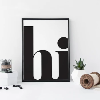 

Hi Print Modern Wall Art Prints Print Hi poster Typography canvas art Print Black and White Pictures on the wall Home decor