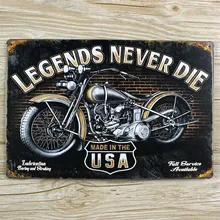 Новое поступление "LENGENDS NEVER DIE" оловянные знаки арт кафе бар винтажная металлическая живопись наклейки на стену домашний декор 20X30 см