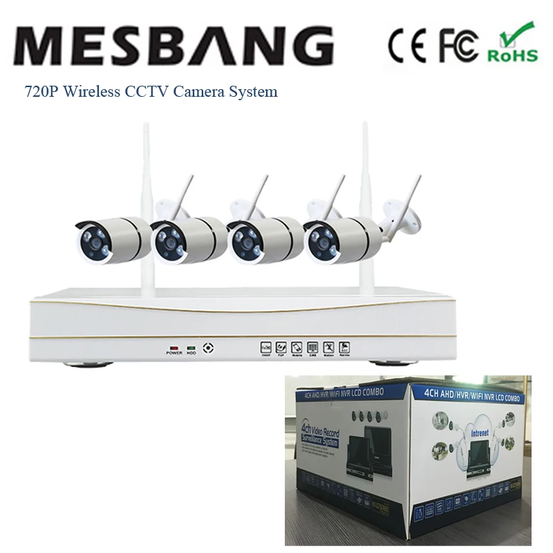 

720P wifi IP camera system kits wireless CCTV camera system wifi IP security camera system 4ch NVR kits build in 1TB HDD