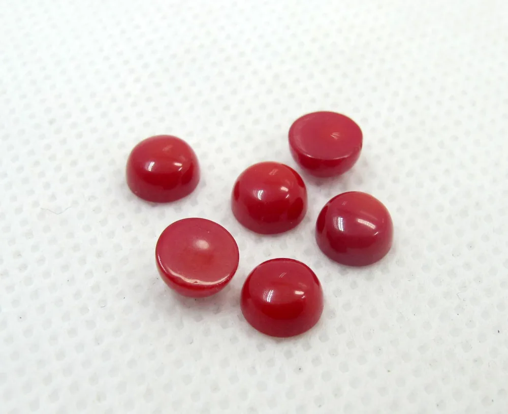 4pcs/lot Semi Precious Stone Jewelry Cabochons Red Coral 8mm Round Fashion Jewelry Cabochon for Coral Stone Jewelry Making