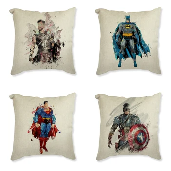 

Cartoon Super Hero Series Cushion Cover Superman Batman Captain Square Pillow Case Decorative Cushion Sofa Chair Pillow Cover