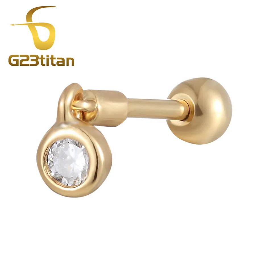 G23titan Fashion Woman Accesoires Tragus Earing Pendant 16G Stainless Steel Piercing Cartilage Earrings Ear Rings Body Jewelry - Окраска металла: tragus earing