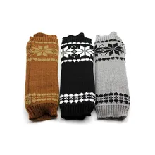 3 цвета Для женщин теплые зимние Снежинка пальцев утолщаются вязать длинные перчатки, варежки