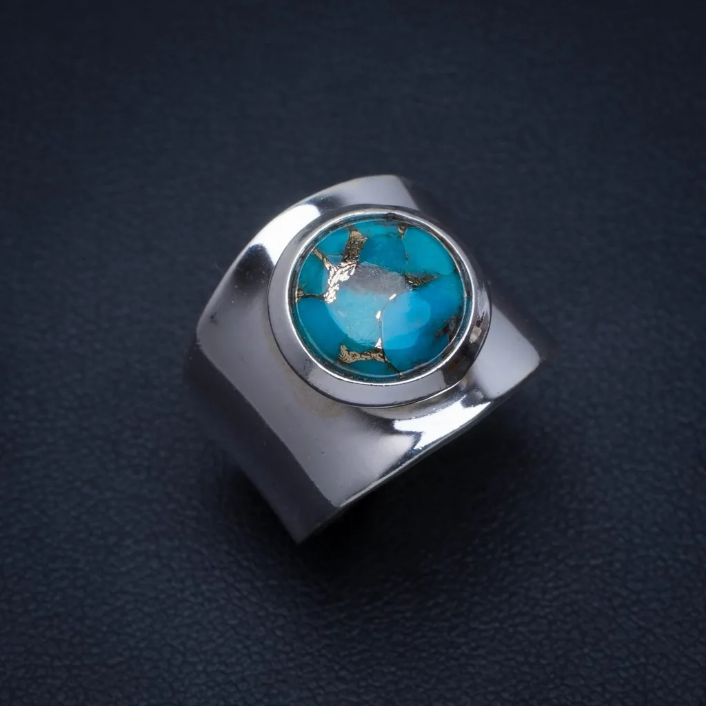 

Natural Turquoise Handmade Unique 925 Sterling Silver Ring 6.5 A3942