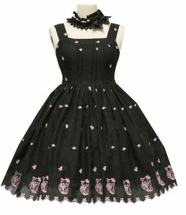 

Women Embroidered Sweet Gothic Lolita Dress Spaghetti Strap Princess Vestidos Halloween Party Anime Maid Cosplay Costume
