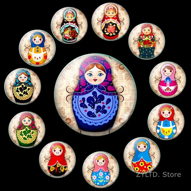 

Russian doll Earrings Babushka nested doll cartoon doll 16mm Glass Earrings pendant,