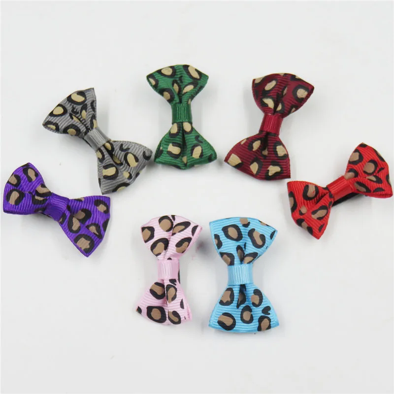 

20PCS/LOT Candy Leopard Print Small Bow Hairpin For Girl Hair Tie Child Elastic Hair Band Scrunchy Clip Hair Accessories For Kid