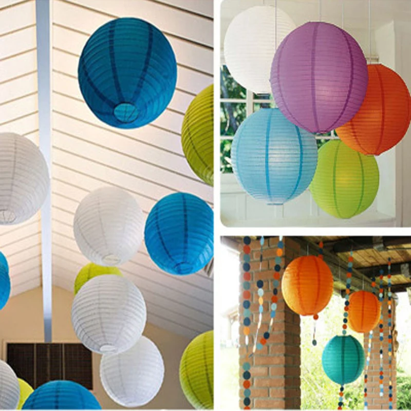 Us 3 22 19 Off 12inch 30cm Round Paper Lanterns Hanging Festival Lantern Foldable Wedding Birthday Party Room Ceiling Pendants Diy Decorations In