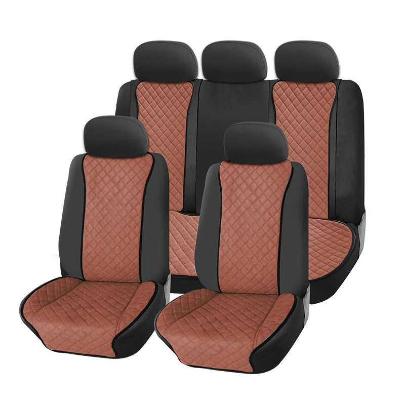Искусственная замша, автомобильное кресло sushion, подходит для большинства автомобилей, четыре сезона, высококачественный автомобильный интерьер, серые универсальные автомобильные чехлы - Название цвета: brown-K