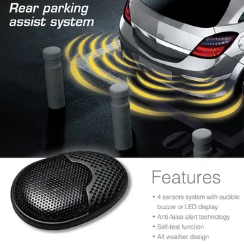 

Car Parking Sensor Auto Parking Assist Reverse Car dvr Radar detector Alert Alarm System with External Buzzer Speaker 4 Sensors