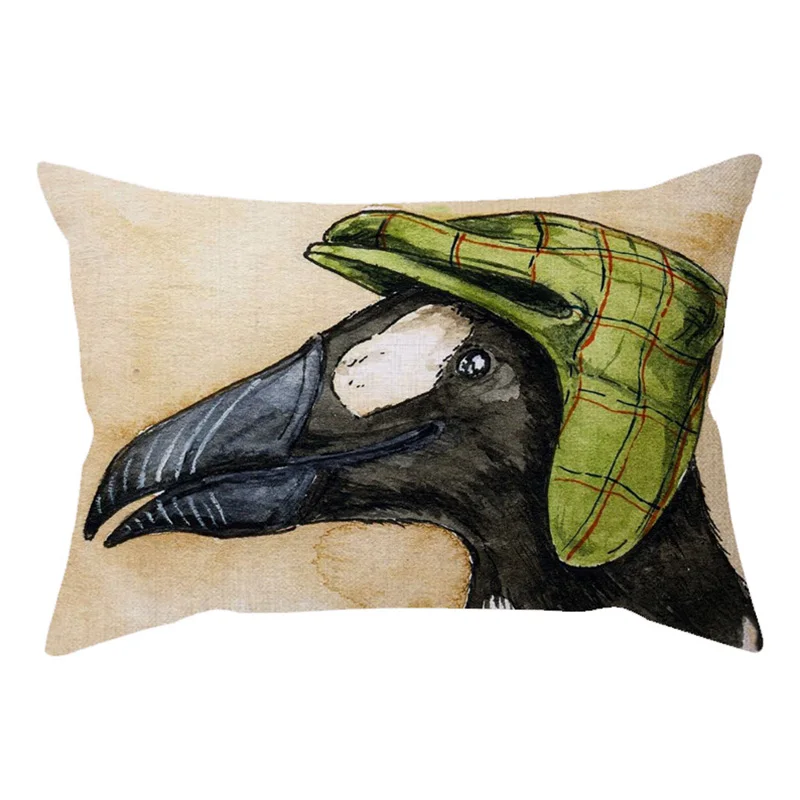 30x50cm Cute Animal Bird Wear a hat Colorful Vintage Sofa Decorative Throw Pillow Case Hen Crow Funny Car Chair Cushion Cover M088-18
