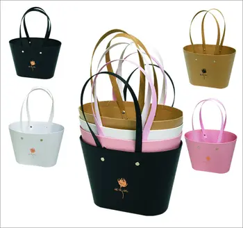 

4pcs/lot size:22.5x13.5x15.2cm florist packing Flower basket handle gift box wedding party decoration souvenirs floral boxes