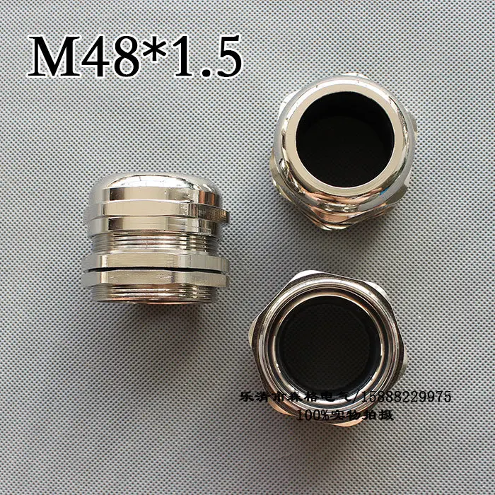 1piece M48*1.5 Nickel Brass Metal Silica gel Waterproof Cable Glands connector Apply to Cable 25-33mm