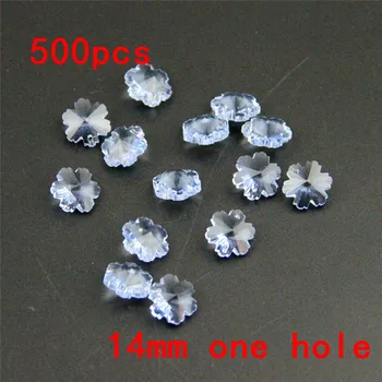 

14mm Glass Crystal Snowflake Beads 1 Hole, 500pcs Christmas Tree Crystal Bead Garland Strand Beads, Hanging Decorative Lt Blue