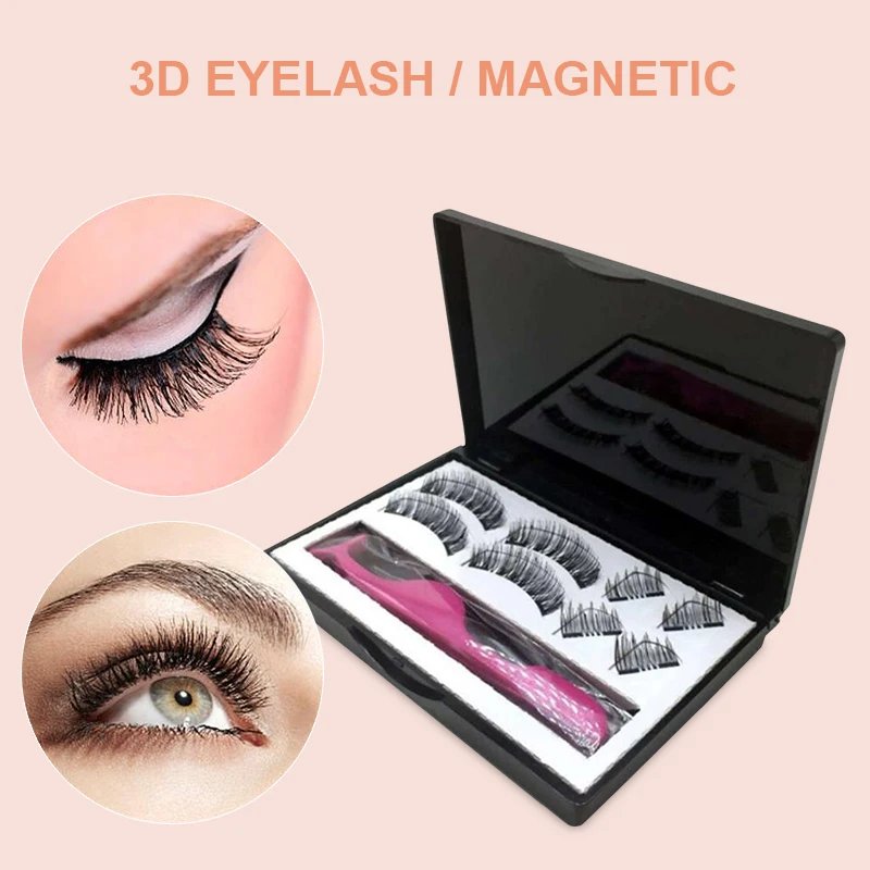

8 Pcs 3D Magnetic Eyelashes with 2 Magnets Magnetic Handwork Natural False Eyelashes Clip Magnetique with Eyelashe Applicator