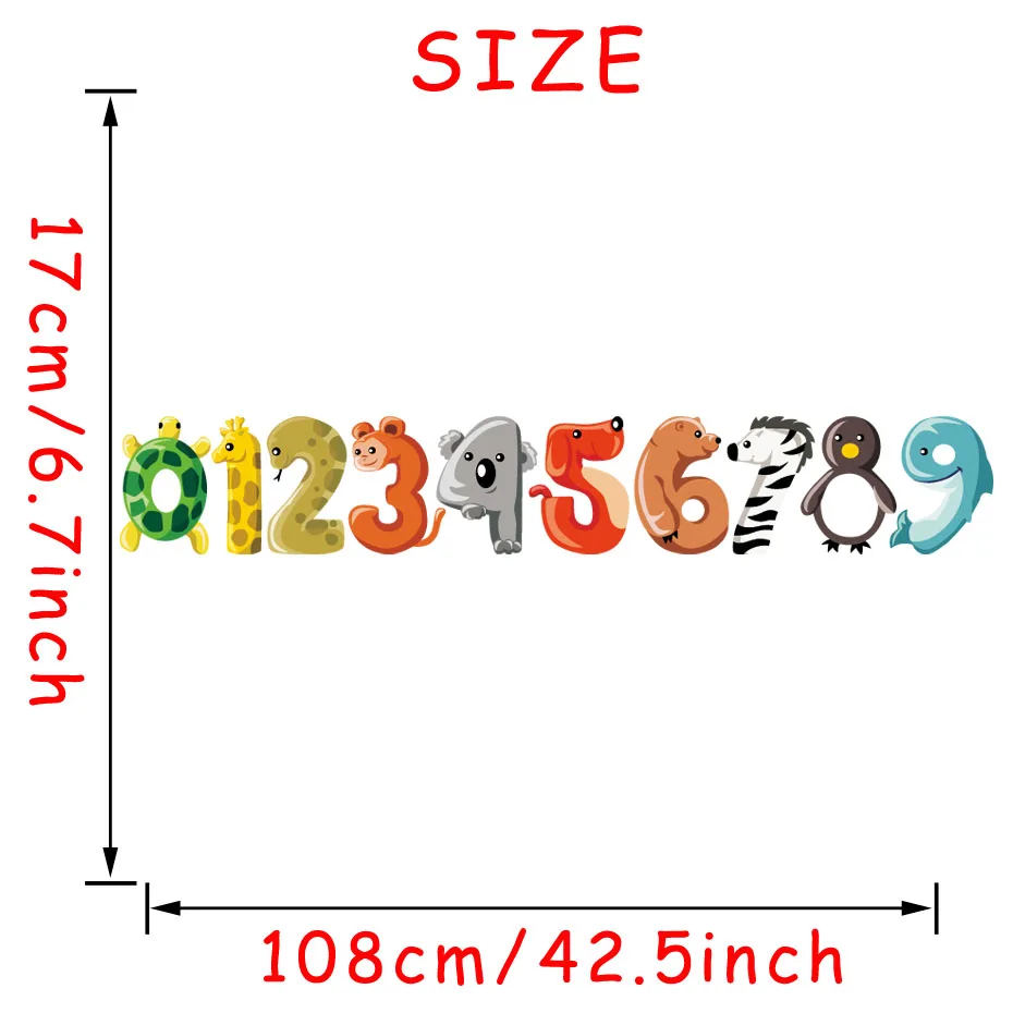 Cartoon Animal Numbers Fabric Color Wall Stickers For Kids Rooms Nursery Wall Art Decor Waterproof Wallpaper Home Decoration