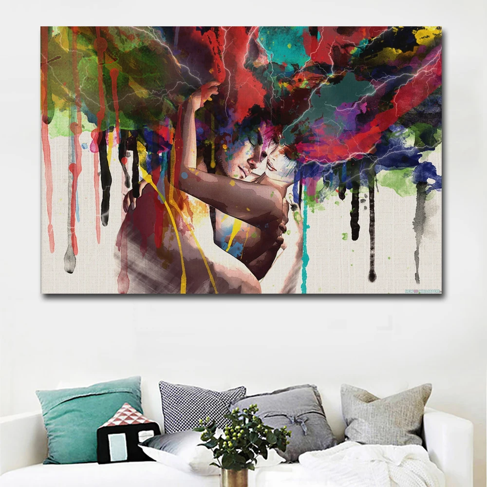  ART Posters Prints Wall Art Canvas Painting Abstract Couple Huging Wall Pictures For Living Room Wall Decoration