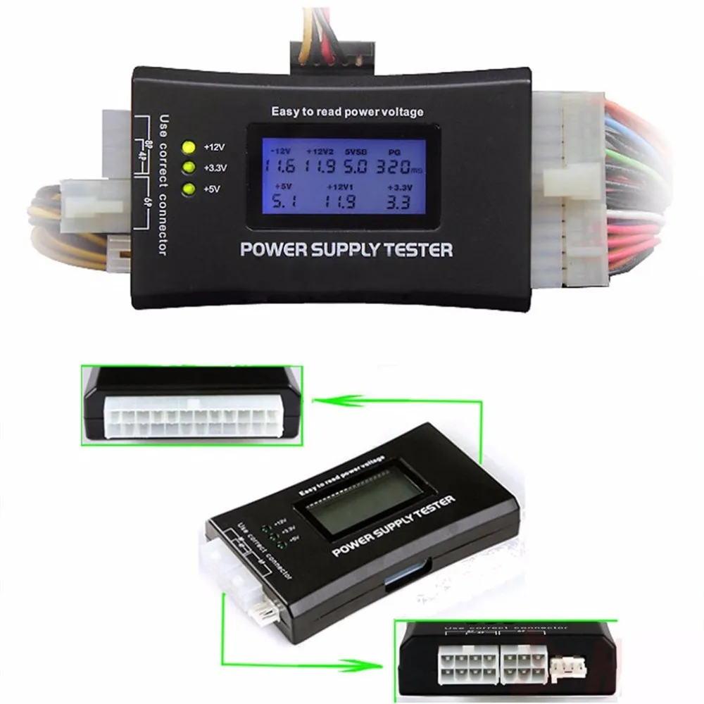 1 шт. компьютер ПК Тестер питания Checker 20/24 pin SATA HDD ATX BTX метр lcd