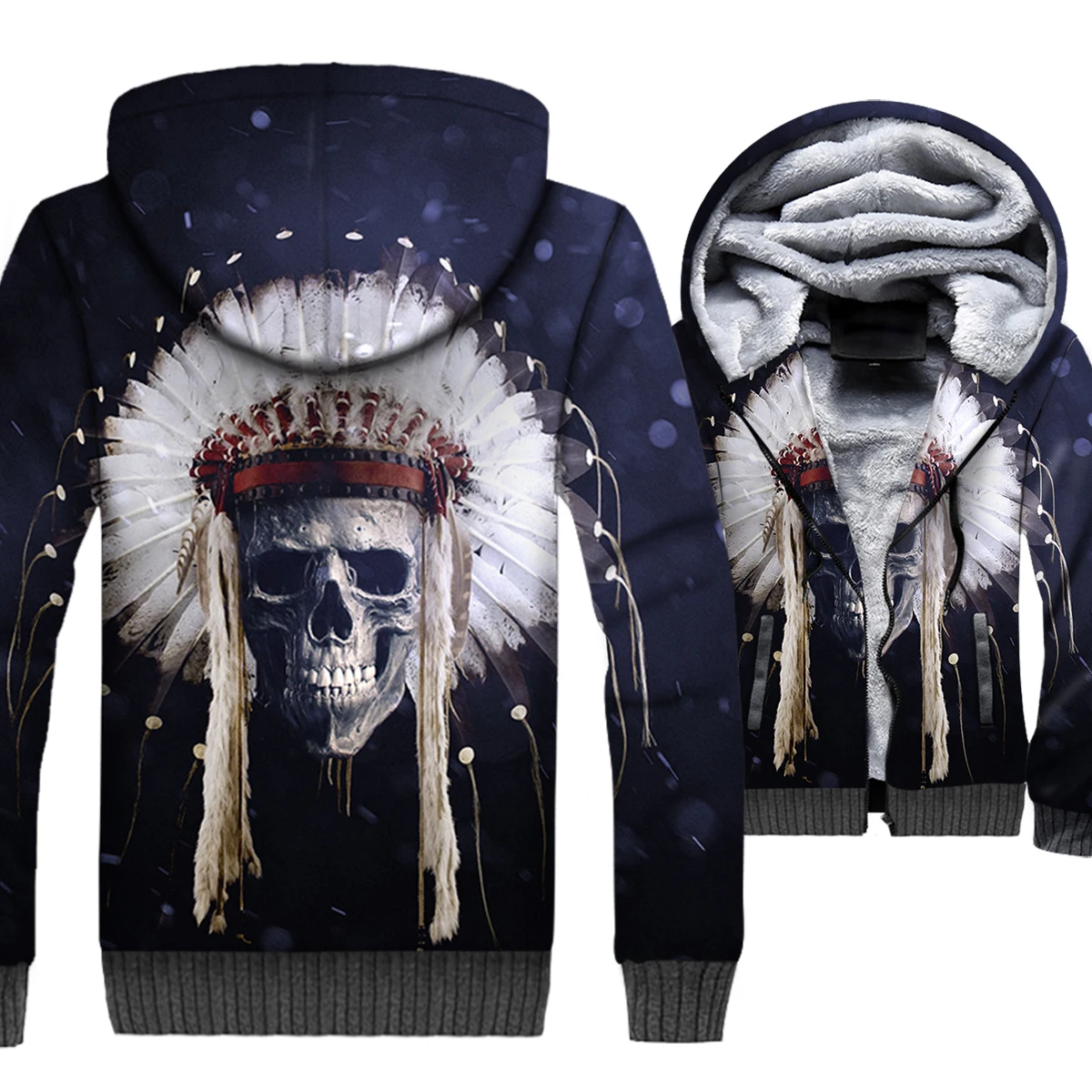 

Skull Jacket Men 3D Hoodies Swag Sweatshirt 2018 Winter Thick Fleece Warm Zipper Coat Jacket Hip-Hop Sportswear Brand Clothing