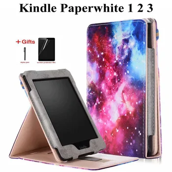 

Magnetic PU Leather Case for Amazon Kindle Paperwhite 1 2 3 2015 2017 6 inch Flip Case with Auto Wake Up/Sleep Function+Film+Pen